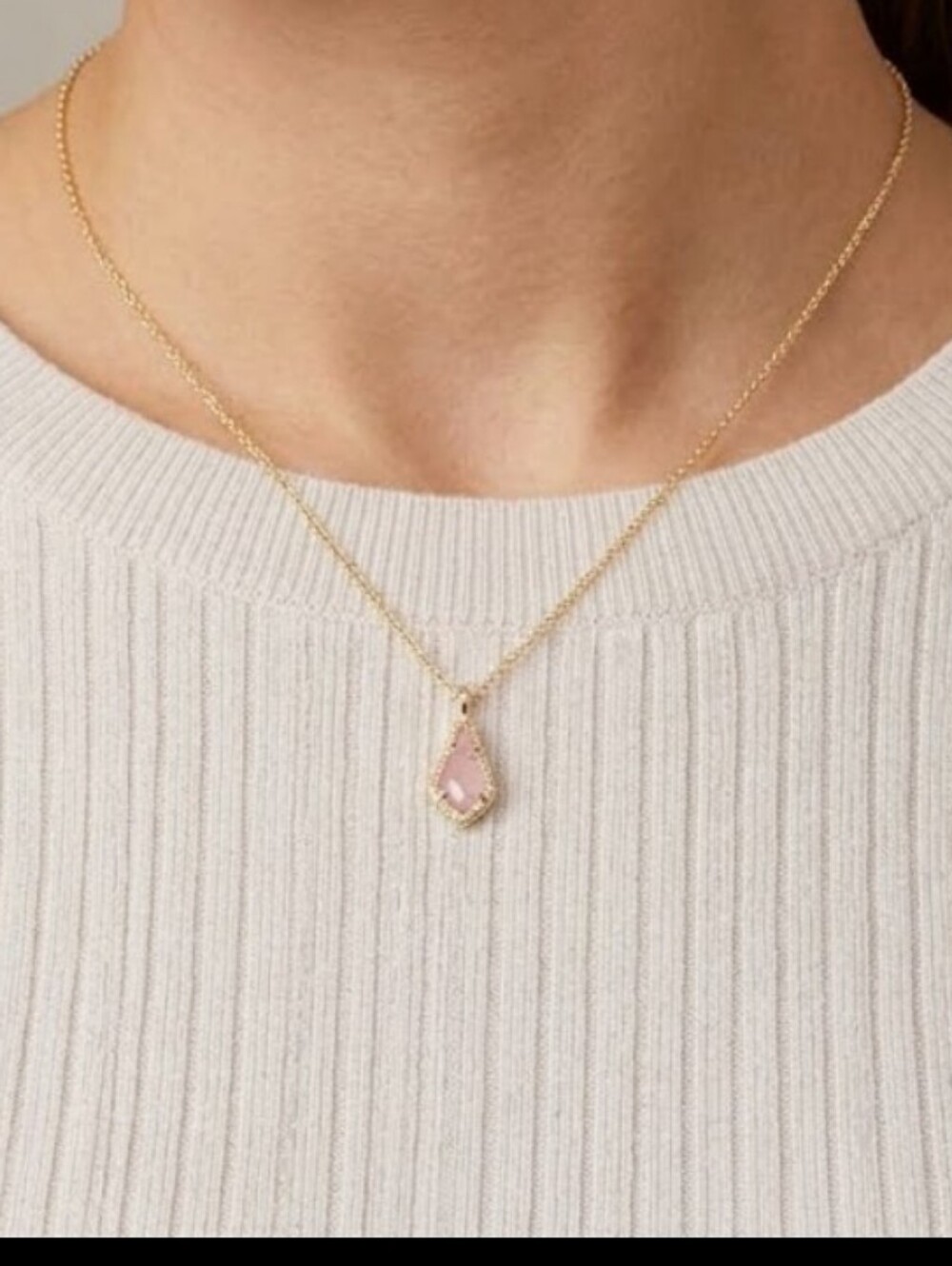 Kendra Scott Gold Jesse Rose Quartz Pendant Necklace NWT